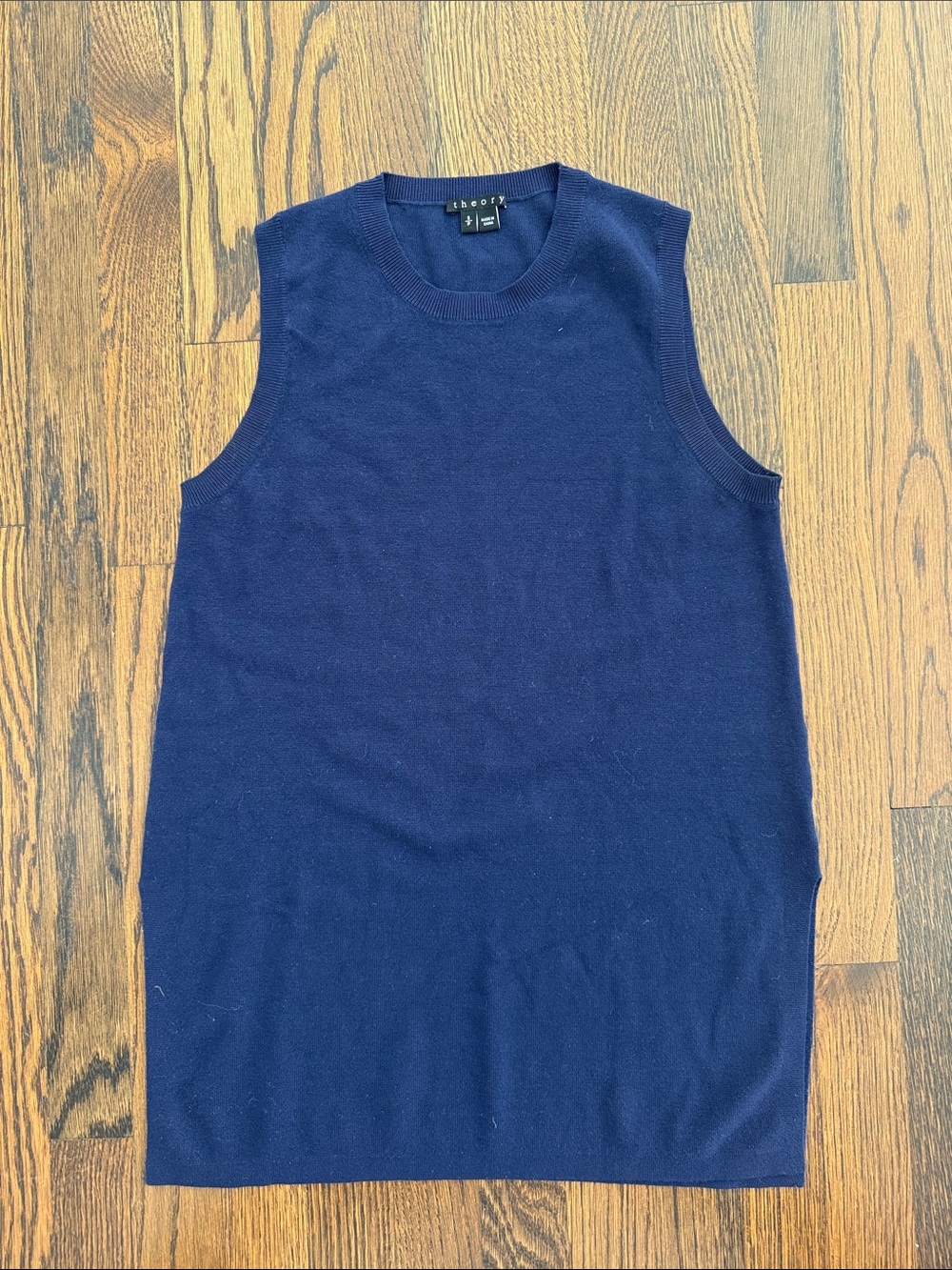 Theory Navy Sleeveless Sweater Knit Tunic
